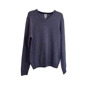 Giasone Sweater Mens Size Large Wool Cashmere Brick Blue V-Neck Long Sleeve